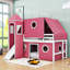 Lit mezzanine en bois avec toboggan, tente et tour-391813681-391813695