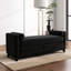 Banc de rangement noir de 66 pouces avec pieds en bois massif et 2 traversins, parfait pour le bout du lit, la chambre à coucher ou le salon, avec entrée en tissu respirant cannelé, pieds équipés, caché-129017389-129017386