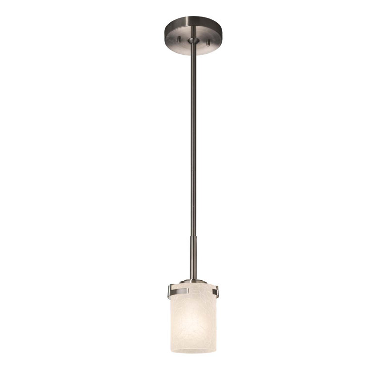 Luminaire suspendu à cylindre simple 1 lumière Casson, Chrome poli, Amande, DEL dédiée