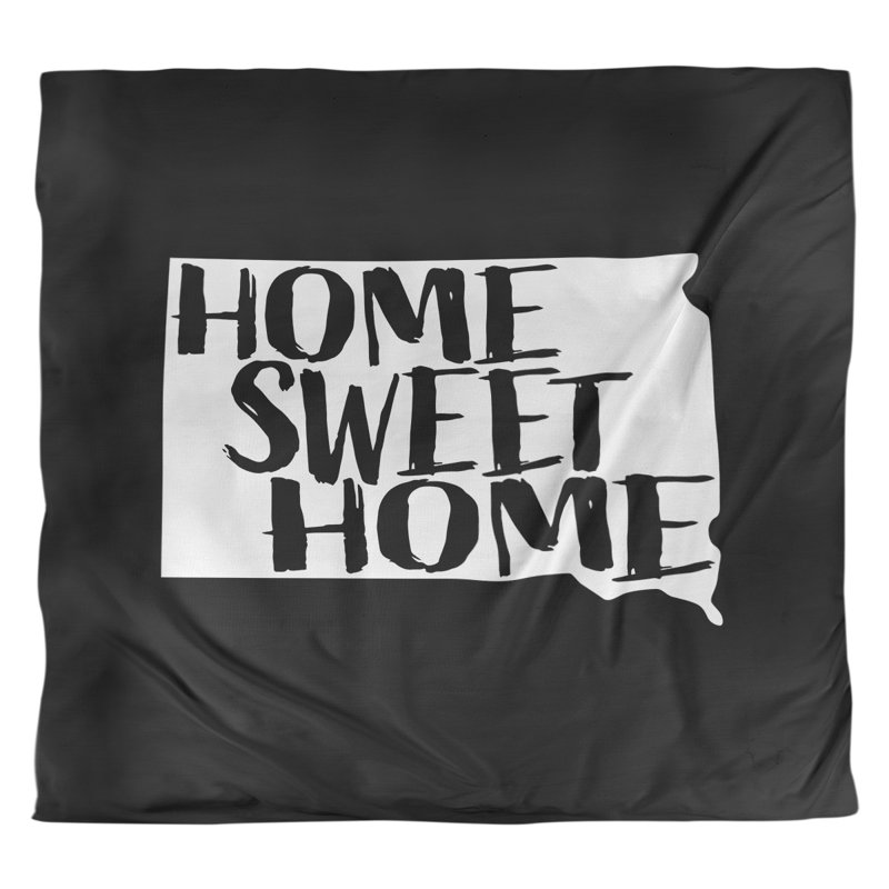 Housse de couette réversible Home Sweet South Dakota, Microfibre, Housse de couette pour très grand lit, Noir