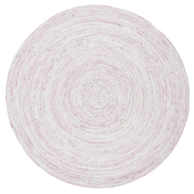 Round Andrew-James Handmade Ivory/Pink Area Rug