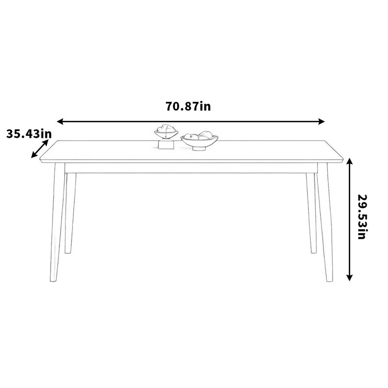 Table de roche en bois massif blanc simple, H 29,53 po x L 70,87 po x l 35,43 po