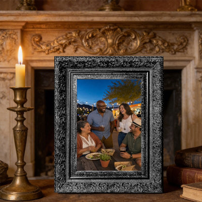 Black 1PC Ornate Picture Frame for 11" x 14" Photos and Mantel Decor