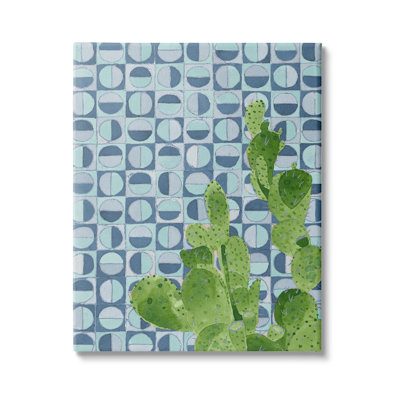 " Round Cactus Plant Prickly Pair Blue Shape Pattern " by Jen Bucheli