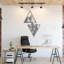 Art mural double triangulaire avec montagnes, arbres et rivière - ACM noir (46 po x 29,06 po)-827564468-827564469