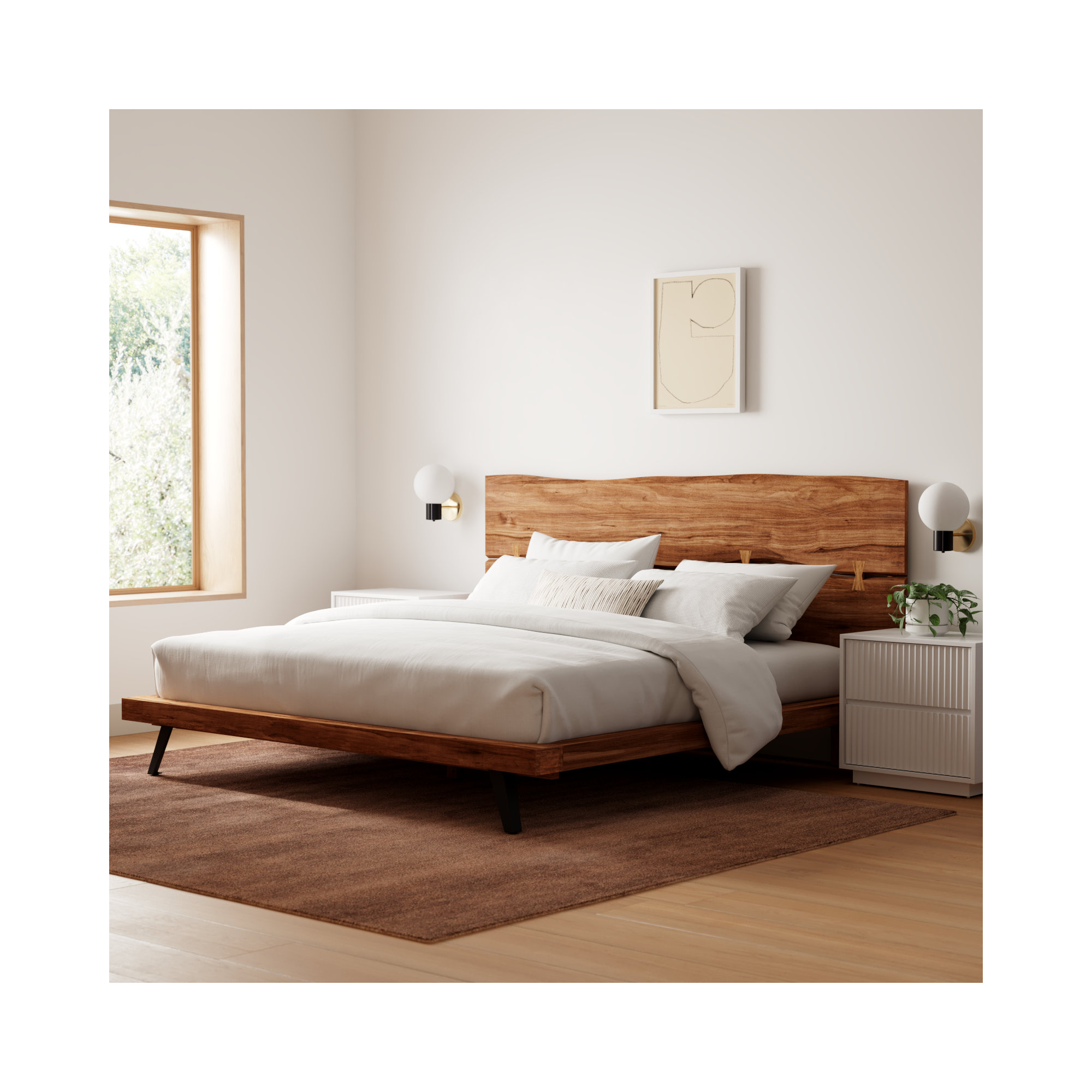Broughton Solid Wood Bed, King, Brown