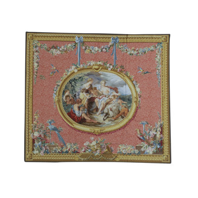 Tapis rose et brun de haute qualité noué à la main