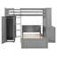 Lit mezzanine simple avec lit autonome, tablettes, bureau et garde-robe - mobilier de chambre à coucher fonctionnel pour enfants, gris