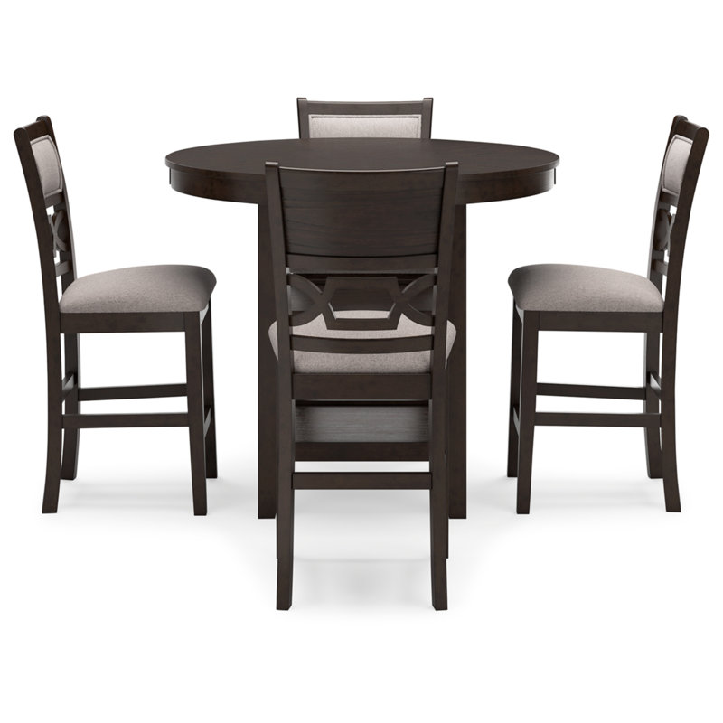 Leangelo 4 - Person Four Leg Dining Set, Black, Black, Black/Gray