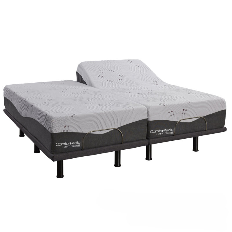 Comforpedic Loft from Beautyrest Firm Gel Memory Foam Mattress and Adjustable Base, Split King, 12"