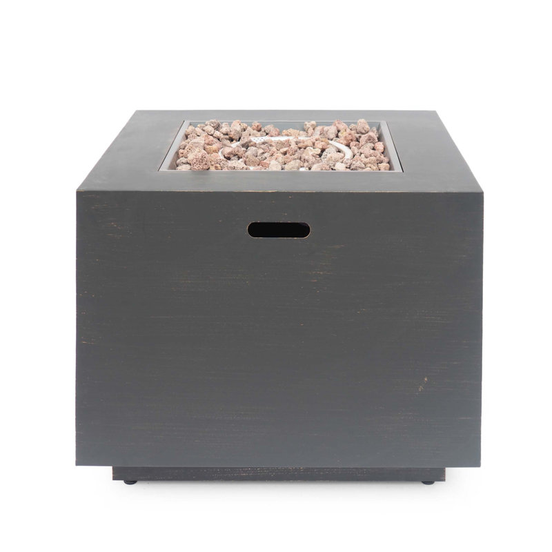 Square Iron Fire Pit-50 000 Btu, Brown/Brushed Gold
