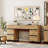 Aadam Home Office Furniture Set: 59In Modern Executive Desk With Charging Station & Drawers And 2 PCS 72In Tall Bookcases With Storage Cabinet, Home Office Furniture For Living Room, Bedroom-1746784937