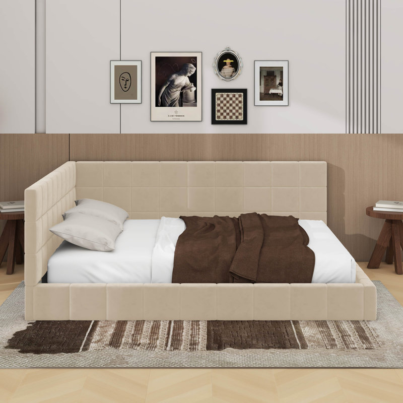 Lit de jour double rembourré, Beige