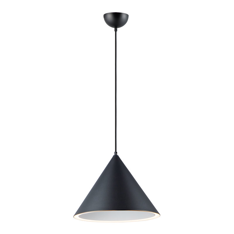 Luminaire suspendu conique 1 lumière Hannigan, Noir, noir, noir, noir