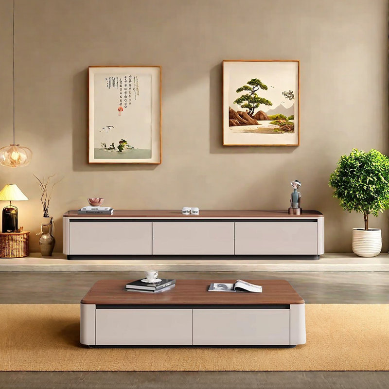 Table basse et meuble télé avec poignées cachées
