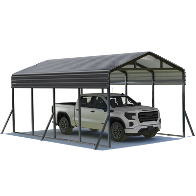 Heavy-Duty Galvanized Steel Carport with Upgraded Structure, All-Weather Outdoor Canopy Shelter