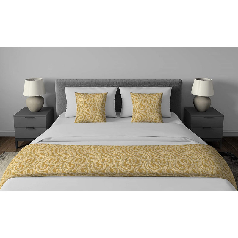 Petya Rayon Geometric Shapes Bedspread, Ochre Yellow