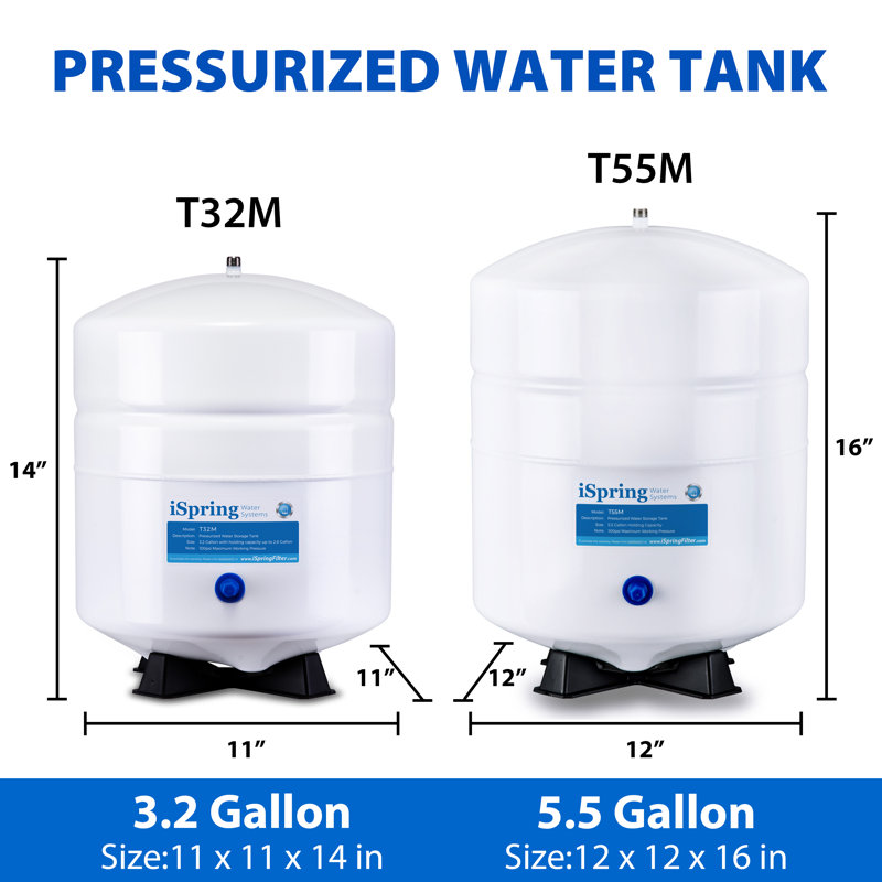 iSpring Pressurized Water Storage Tank With With Ball Valve For Reverse Osmosis RO Systems