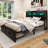 Upholstered Storage Bed With 2 Storage Drawers, LED Headboard & Charging Station-1214450858
