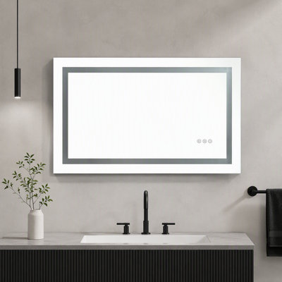 36 x 24 Inch LED Bathroom Mirror with Front, Wall Mounted Vanity Mirror, Anti-Fog, Memory, 3 Colors, Stepless Dimmable