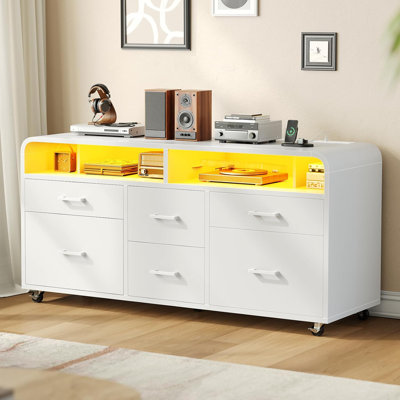 47'' Wide 6 -Drawer Mobile File Cabinet