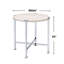 Table de bout ronde avec support en forme de X, chêne blanc et chrome