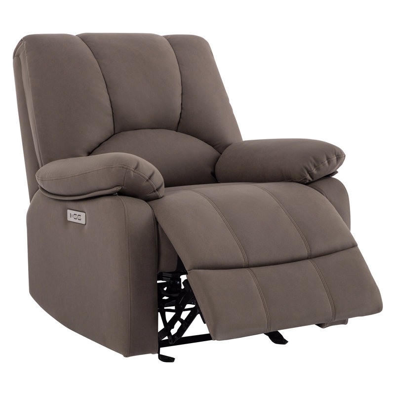 Fauteuil inclinable électrique oscillant de 34,6 po de largeur, Polyester taupe foncé