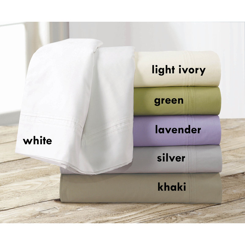 100% Cotton Sheet Set, King Sheet Set + Fitted Sheet + 2 Pillowcases, Light Ivory