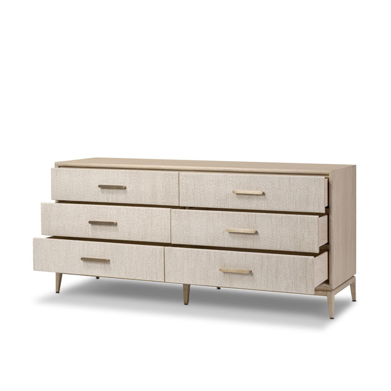Rosenell 6 Drawer Dresser, Natural Oak Veneer