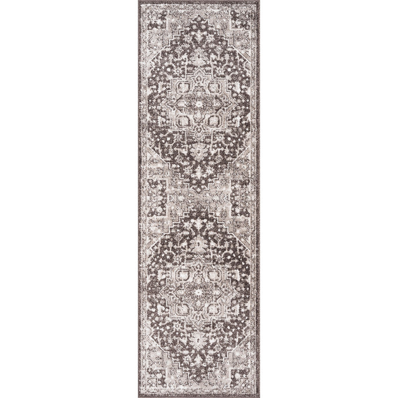 Saxton Oriental Indoor Polypropylene & Polyester Area Rug, Brown, Runner 2'3'' x 7'3''