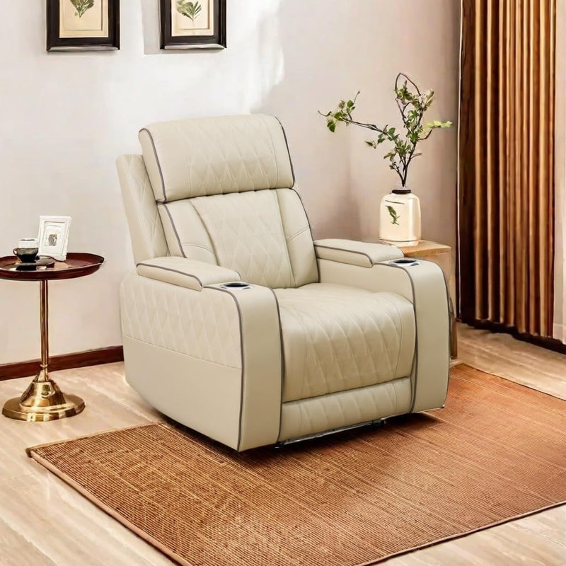 Fauteuil inclinable en cuir beige