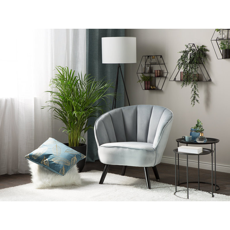 Dartford Velvet Barrel Chair, Light Grey