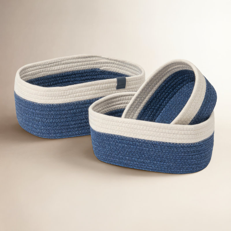 Ensemble de panier pour lit de bébé, Bleu / blanc