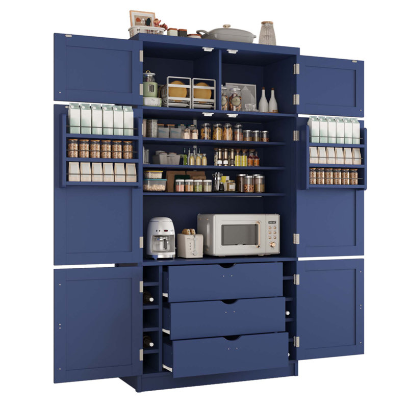 80.1'' Tall Freestanding Kitchen Pantry, Blue