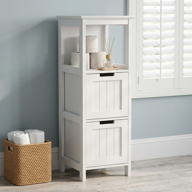 Freestanding Compact Narrow Bathroom Storage Cabinet Linen Cabinet