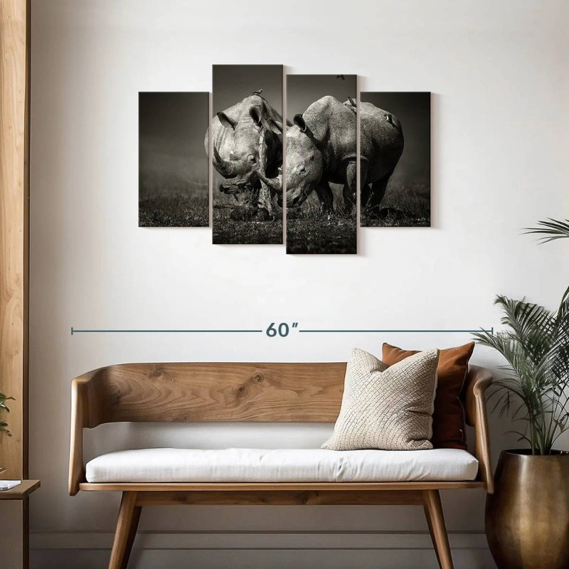 Rhinocéros monochromes Brampt, H 27 po x l 43 po