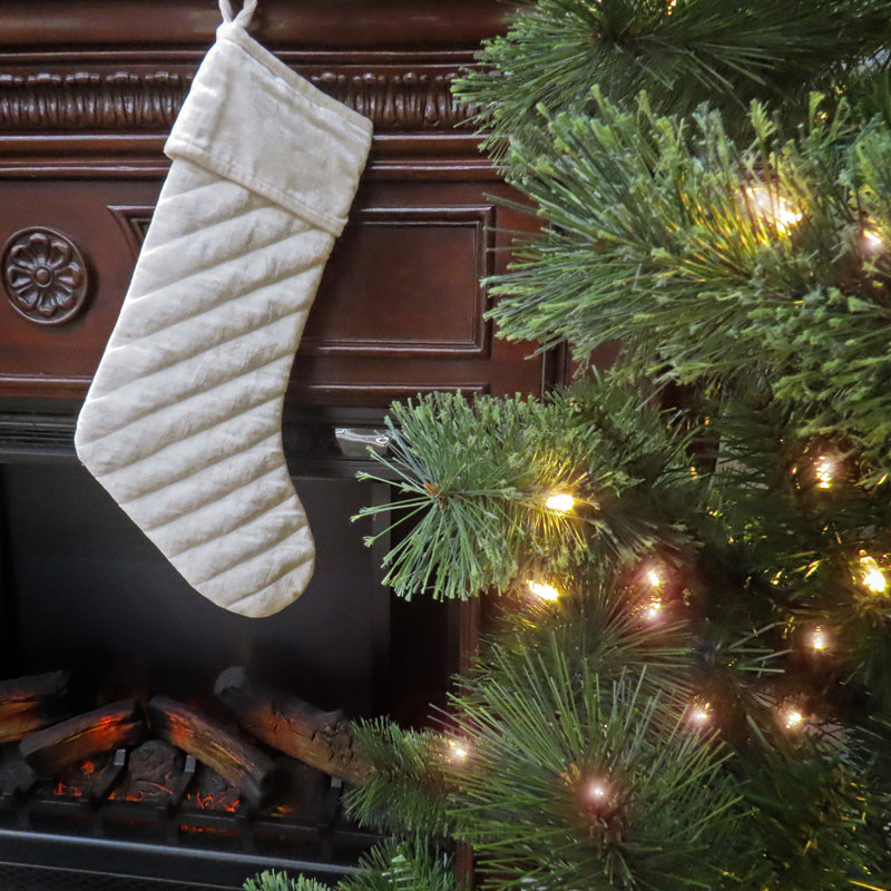 Chaussette de Noël en velours matelassé, Ivoire