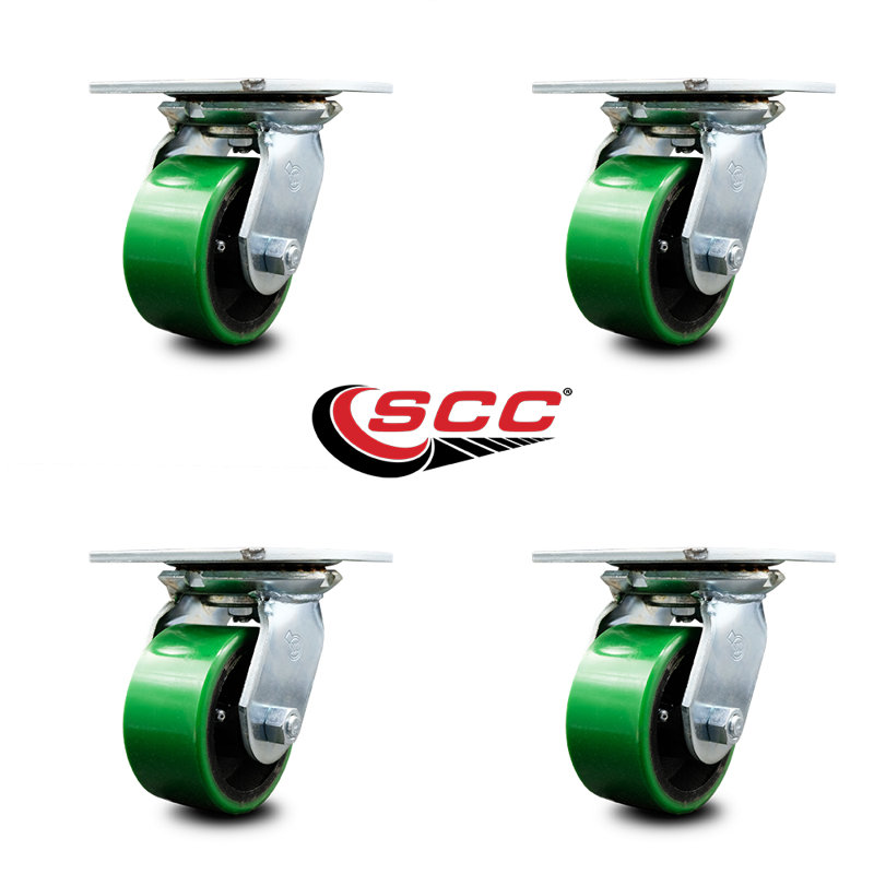 Poly on Cast Iron Caster, Green