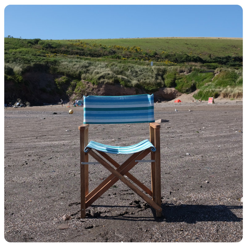 Cream Premium Director's Chair, Blue/White/Green