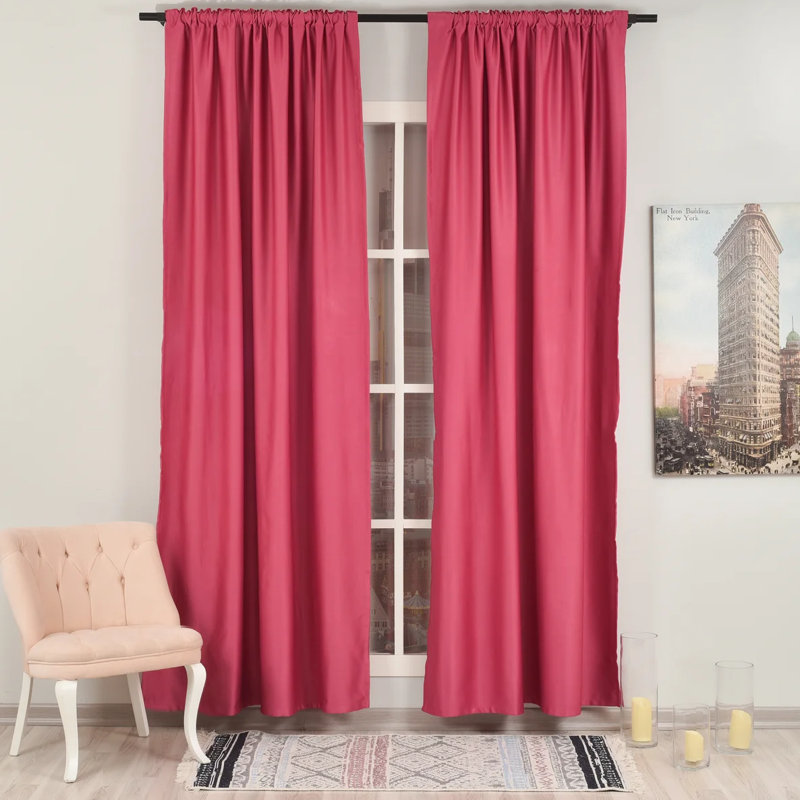 Panneaux de rideaux obscurcissants en satin de couleur unie, L 52 po x L 120 po, Rose sucre