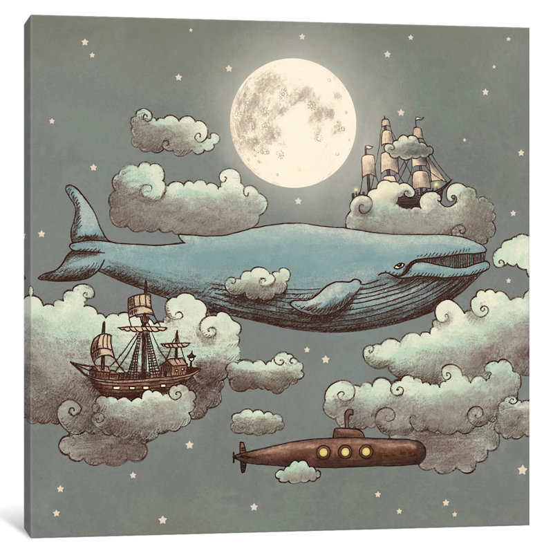 « ocean is sky square #1 », peinture sur toile tendue, H 37 po x l 37 po x P 1,5 po