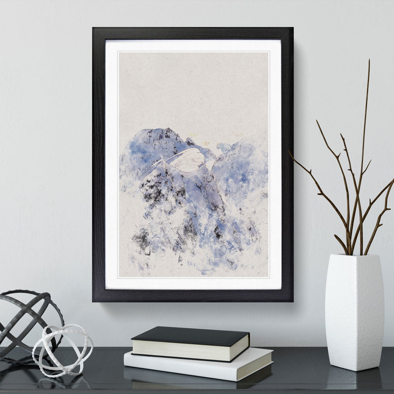 Snow Topped Mountains 1 Piece Single Picture Frame Wall Art, 48cm H x 36cm W x 2cm D, Black Framed