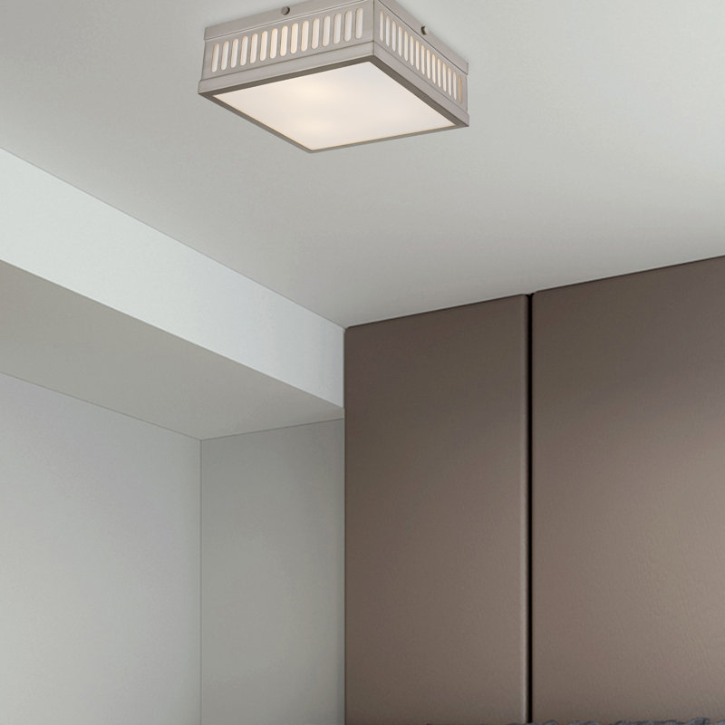 Aliosha Glass Flush Mount, Brushed Nickel, 3.75" H x 10.5" W x 10.5" D