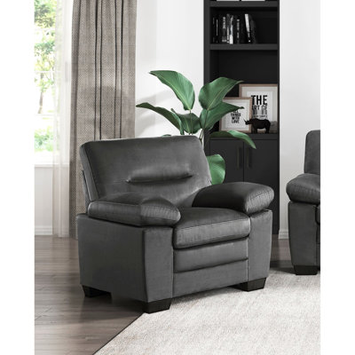 Chaise de style moderne gris foncé pour le salon - 41 po de longueur, 51,82 lb de poids, rembourrage en mousse, 38,75 po de profondeur