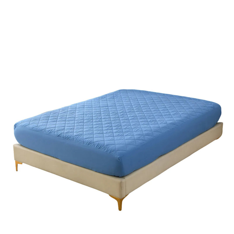 Protège-matelas imperméable à motif de losanges, Très grand lit, Vert