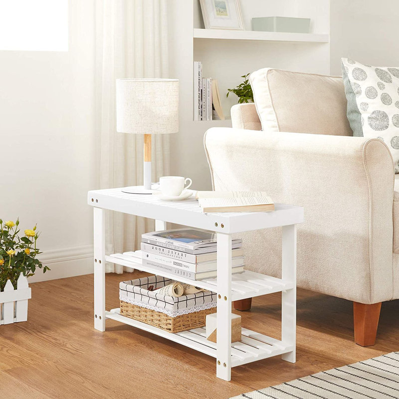 6 Pair Shoe Storage Bench, White