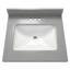 Comptoir de meuble-lavabo simple 24 po avec lavabo, comptoir de salle de bain en pierre d'ingénierie grise, conception de lavabo central, trous de robinet de 4 po, comptoir de meuble-lavabo de remplacement