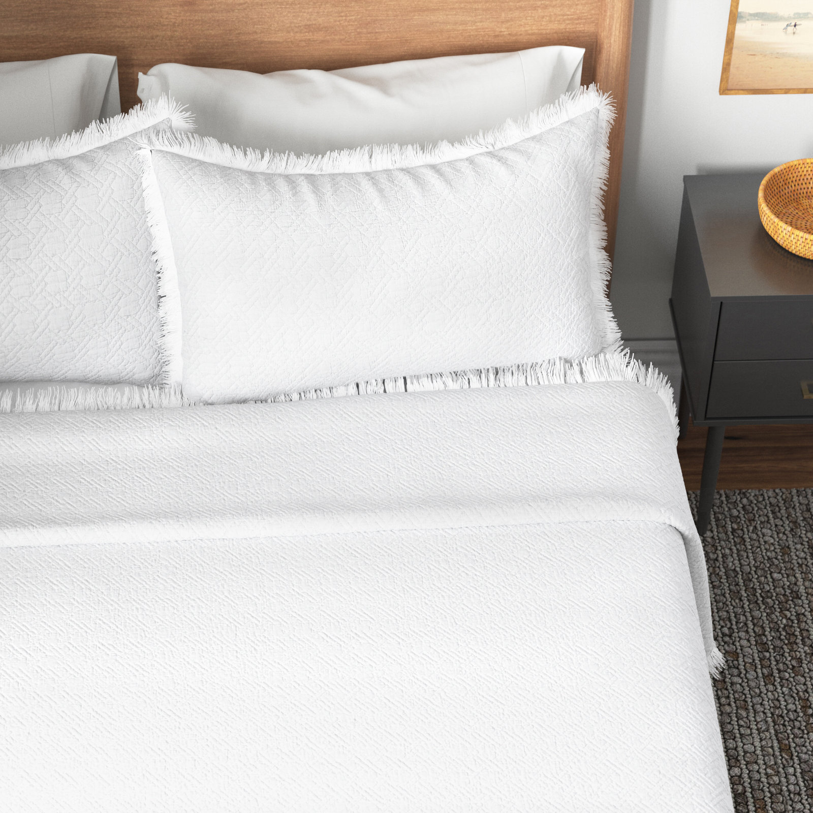 Marcine Cotton Quilt Set, Twin Quilt + 1 Shams, White