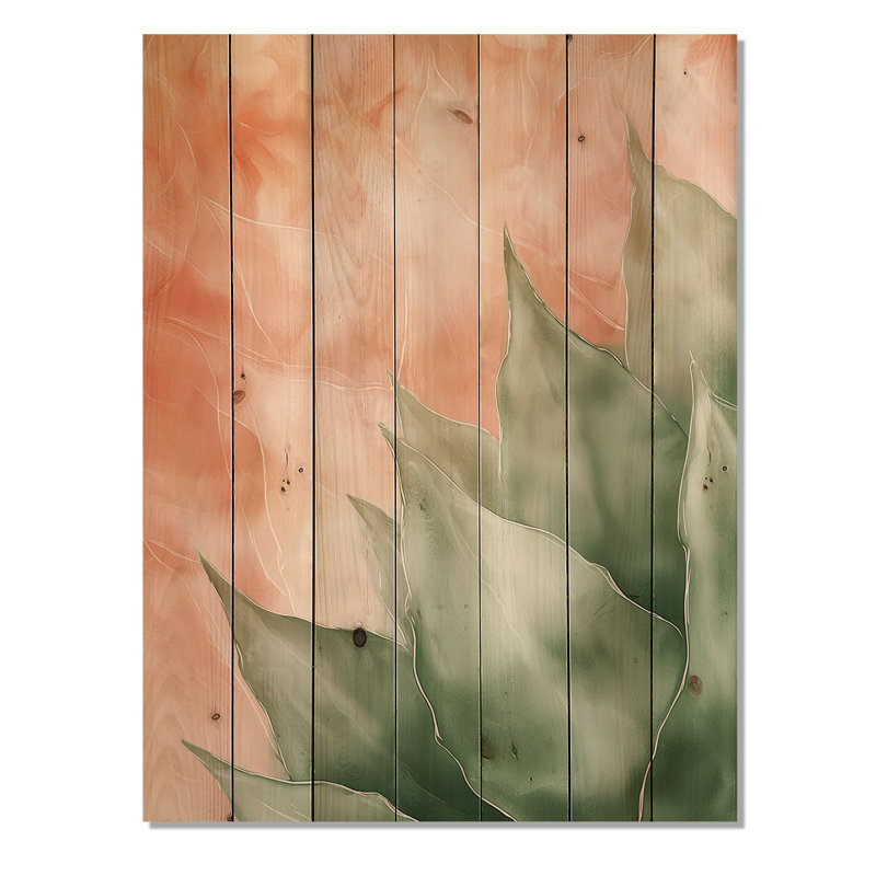 Pastel Dream Of Cactus I - impression traditionnelle sur bois vert sur bois de pin naturel, H 40 po x l 30 po