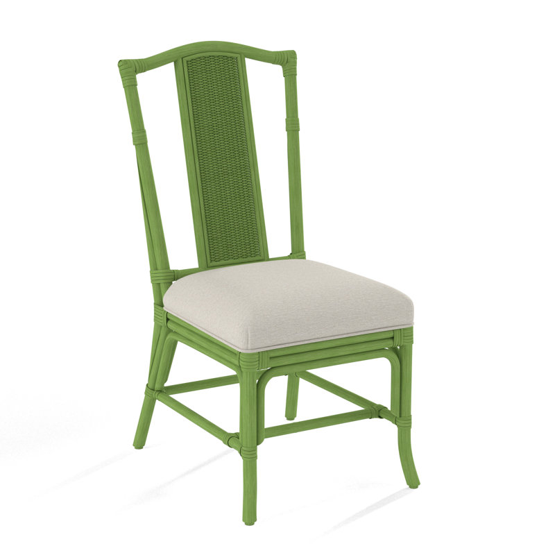 Drury Lane Slat Back Side Dining Chair, Honey, White Performance Fabric; 0851-94
